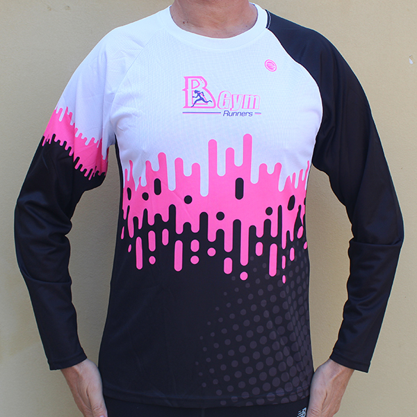 חולצת ריצה ארוכה מנדפת בייצור קאסטום | BGym - ביגוד 2021 לקבוצת BGym ב-3 גרסאות צבע זוהר