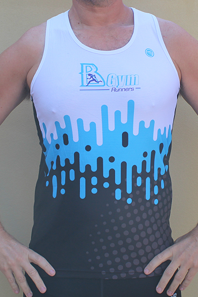 גופיית ריצה גבר דגם כחול | BGym - ביגוד 2021 לקבוצת BGym ב-3 גרסאות צבע זוהר