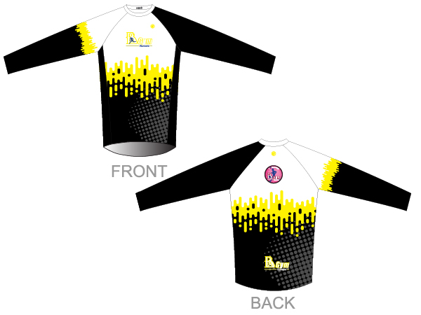 עיצוב חולצת שרוול ארוך בגזרת גברים | BGym - ביגוד 2021 לקבוצת BGym ב-3 גרסאות צבע זוהר