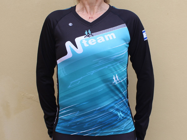 חולצה ארוכה צאוורון וי | NTeam - ביגוד ריצה קסטום לקבוצת Nteam