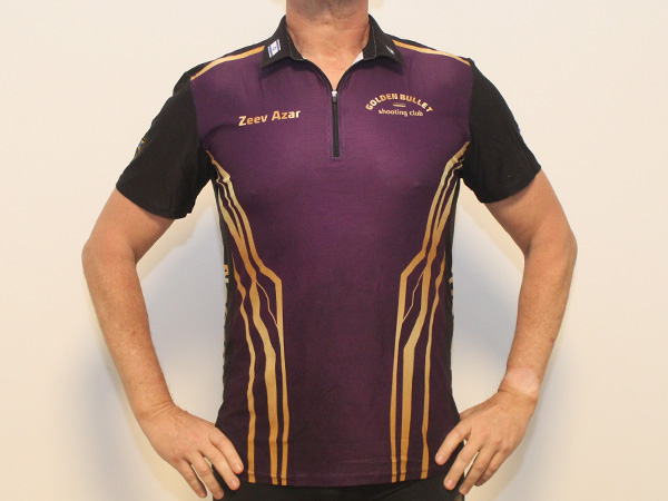 חולצת פולו שמית עם רוכסן | Golden Bullet - ביגוד למועדון הירי, Golden Bullet